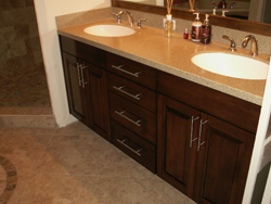 A second picture of a refaced bathroom cabinet