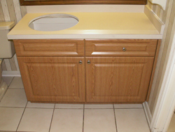 A second picture of a refaced bathroom cabinet